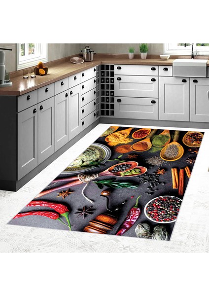 Dijital Baskı Yıkanabilir Kaymaz Taban Mutfak Halısı LNA2106-SD639