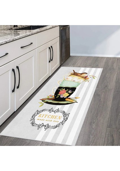 Dijital Baskı Yıkanabilir Kaymaz Taban Mutfak Halısı LNA2109-SM22