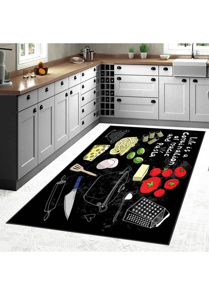 Dijital Baskı Yıkanabilir Kaymaz Taban Mutfak Halısı LNA2081-SD028