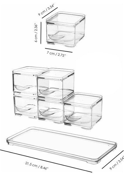 Ponçik Store 6'lı Şeffaf Baharatlık  Saklama Kabı Seti Kutulu