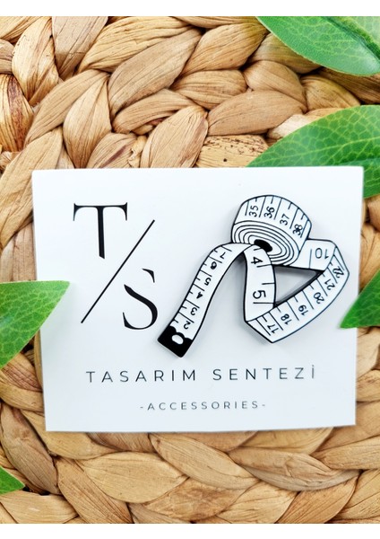 Rozet Metal Broş Yaka Okul Çantası Kıyafet Şapka Takı Aksesuar Mezura Terzi Metre Ölçü Klips Rosette