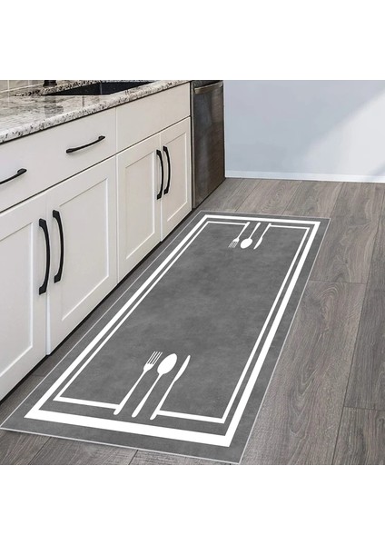 Dijital Baskı Yıkanabilir Kaymaz Taban Mutfak Halısı LNA2113-SM361