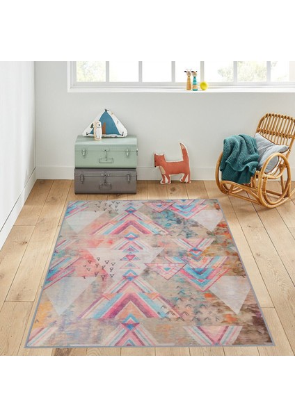 Dijital Baskı Yıkanabilir Kaymaz Taban Çocuk Halısı LNA4036