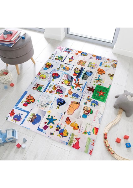 Dijital Baskı Yıkanabilir Kaymaz Taban Çocuk Halısı LNA4084-SD187