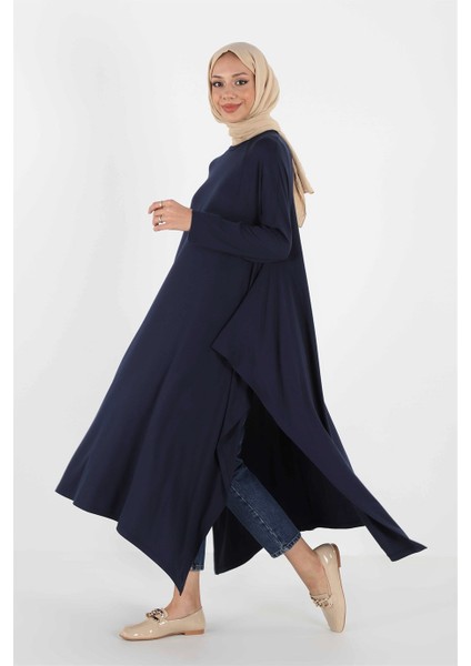 1220_ASIMETRIK Kesim Plistre Tesettür Tunik