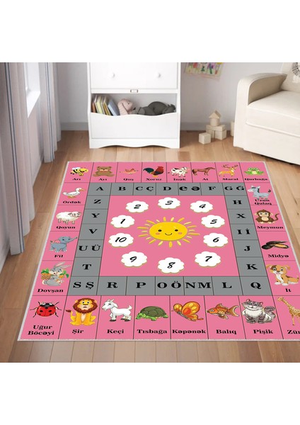Dijital Baskı Yıkanabilir Kaymaz Taban Çocuk Halısı LNA4081-SD658