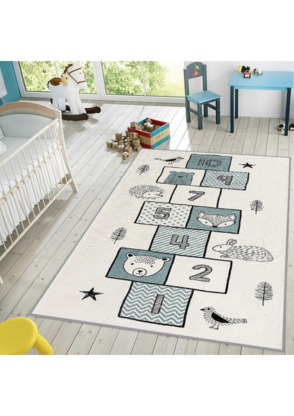 Dijital Baskı Yıkanabilir Kaymaz Taban Çocuk Halısı LNA4024