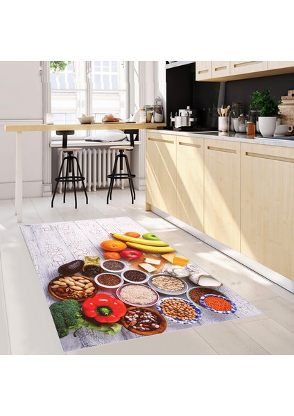 Dijital Baskı Yıkanabilir Kaymaz Taban Mutfak Halısı LNA2102-SD257