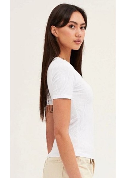 Kare, Havuz Yaka Kısa Kol Bluz-Fitilli Kaşkorse Kumaş modelleri