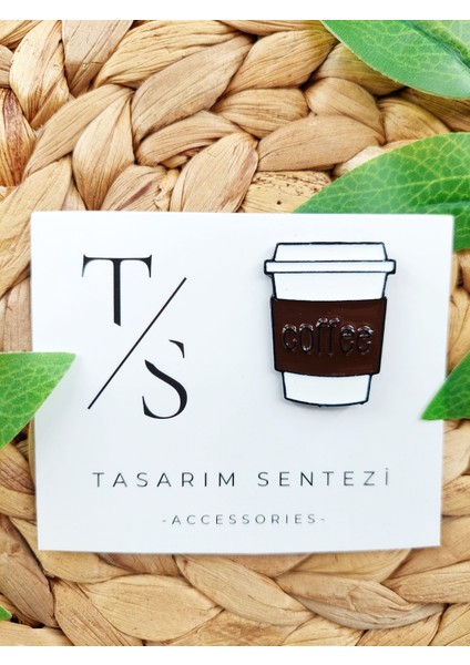 Rozet Metal Broş Yaka Okul Çantası Kıyafet Şapka Takı Aksesuar Kahve Nescafe Coffea Klips Rosette