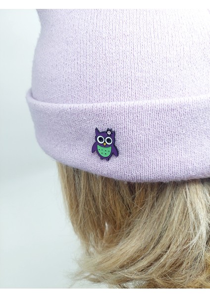 Rozet Metal Broş Yaka Okul Çantası Kıyafet Şapka Takı Aksesuar Mor Baykuş Ügi Owl Klips Rosette modelleri