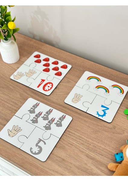 Rakamlar,parmaklarla Rakam Öğrenme,puzzle 30PARÇA,AHŞAPPUZZLE,YAPBOZ