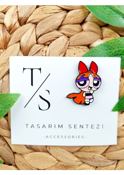 Rozet Metal Broş Yaka Okul Çantası Kıyafet Şapka Takı Aksesuar Blossom Powerpuff Girls Çizgi Film