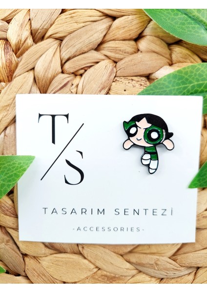 Rozet Metal Broş Yaka Okul Çantası Kıyafet Şapka Takı Aksesuar Powerpuff Girls Buttercup Çizgi Film