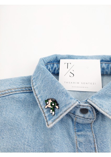 Rozet Metal Broş Yaka Okul Çantası Kıyafet Şapka Takı Aksesuar Powerpuff Girls Buttercup Çizgi Film fiyatları