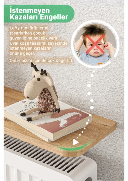 Montajsız Petek Üstü Uçan Raf Dresuar Kalorifer Peteği Rafı Kitaplık 80X18 Çam