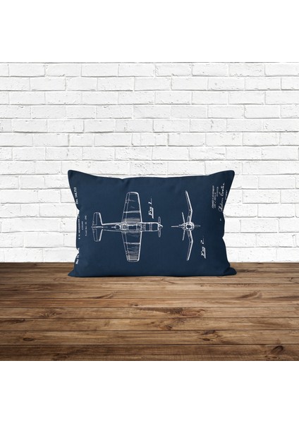 F4U Corsair Navyblue Çift Taraflı Yastık Kılıfı - 2 Adet