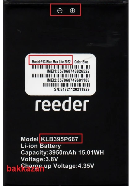 Reeder P13 Blue Max Lite 2022 KLB395P667 Batarya Pil