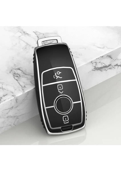 Mercedes Benz W213 Anahtar Kılıfı Siyah Gümüş Renk