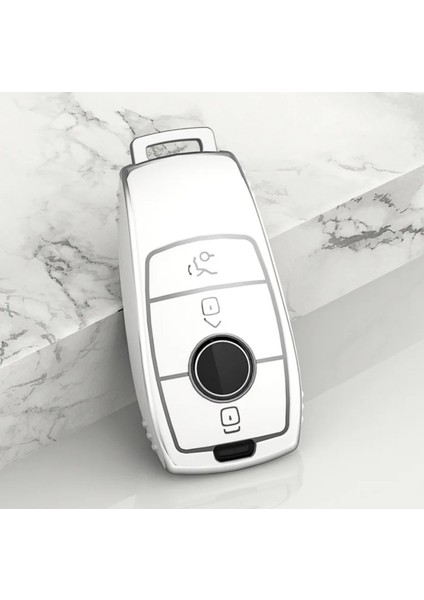 Mercedes Benz W213 Anahtar Kılıfı Beyaz Gümüş Renk
