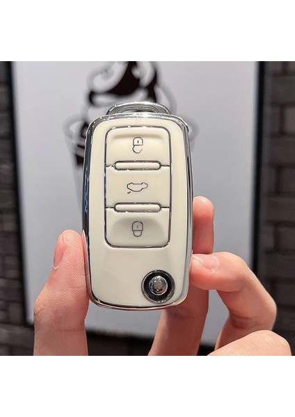 Seat Leon Mk2 Parlak Sustalı Anahtar Kılıfı Kalite Beyaz Gümüş fiyatları