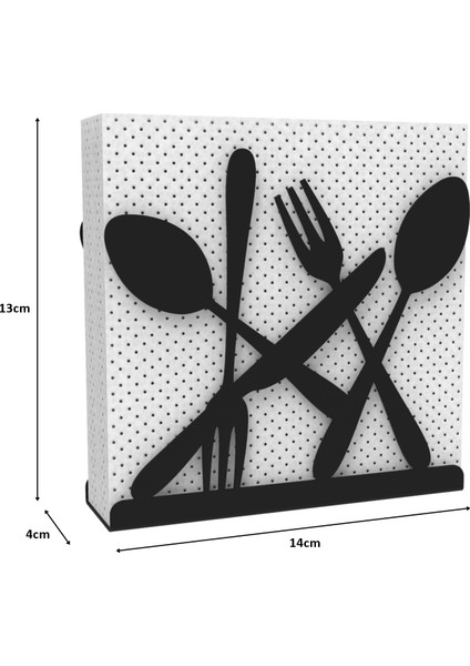 Çatal Kaşık Bıçak Temalı Siyah Peçetelik