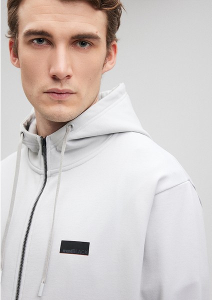 Black Kapüşonlu Fermuarlı Gri Sweatshirt 0S10134-70075