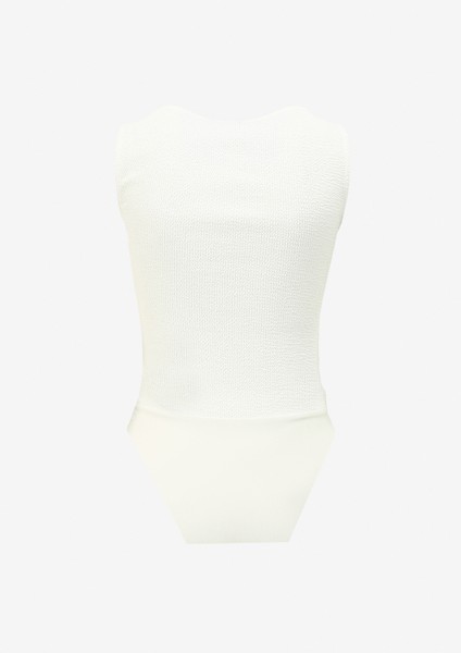 V Yaka Armürlü Kırık Beyaz Kadın Body F4SL-TST0626 fiyatları