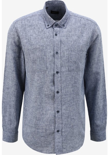 Regular Fit Gömlek Yaka Düz Indigo Erkek Gömlek FC4SM-GML 0282
