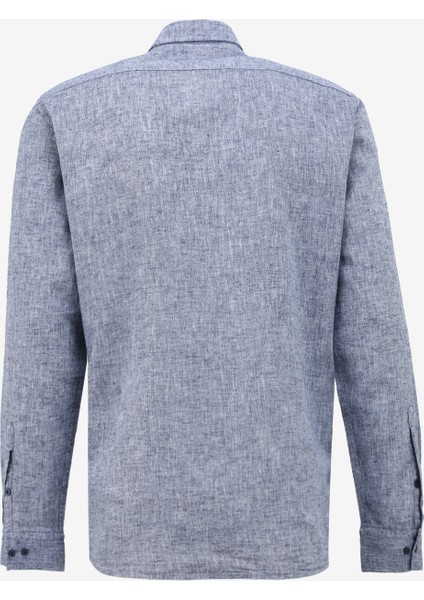 Regular Fit Gömlek Yaka Düz Indigo Erkek Gömlek FC4SM-GML 0282
