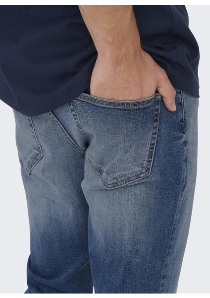 Normal Bel Dar Koyu Mavi Erkek Denim Pantolon Onsloom Slım One Mbd 6466 Azg Dnm V