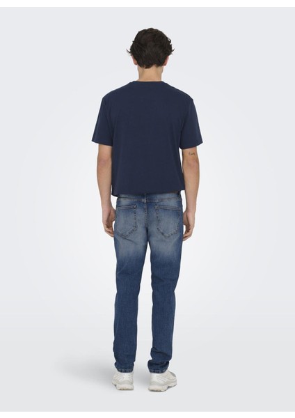 Normal Bel Dar Koyu Mavi Erkek Denim Pantolon Onsloom Slım One Mbd 6466 Azg Dnm V