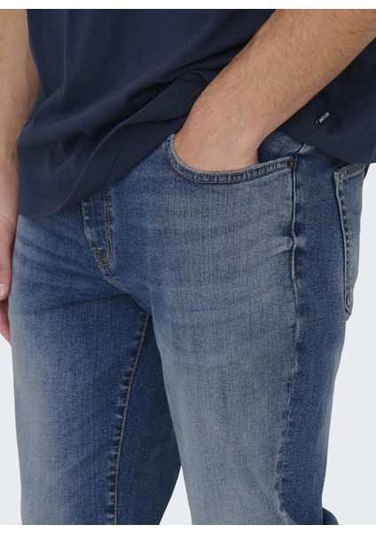 Normal Bel Dar Koyu Mavi Erkek Denim Pantolon Onsloom Slım One Mbd 6466 Azg Dnm V