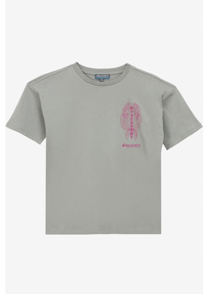 Baskılı Gri Kadın T-Shirt D4SG-TST3106