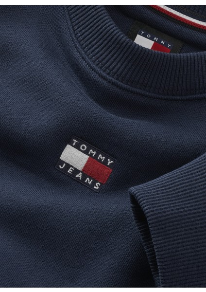 Tommy Jeans Bisiklet Yaka Düz Lacivert Kadın Sweatshırt Tjw Bxy Badge Crew Ext