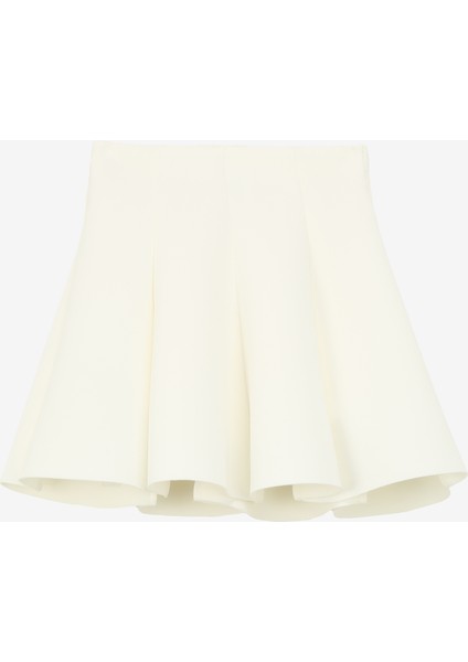 Lastikli Bel Standart Beyaz Düz Kısa Kadın Etek D4SG-ETK3084 fiyatları