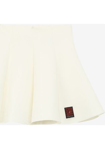 Lastikli Bel Standart Beyaz Düz Kısa Kadın Etek D4SG-ETK3084 modelleri