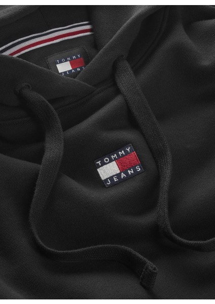 Tommy Jeans Kapüşon Yaka Düz Siyah Kadın Sweatshırt Tjw Bxy Badge Hoodıe