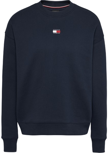 Bisiklet Yaka Düz Lacivert Kadın Sweatshırt Tjw Bxy Badge Crew Ext