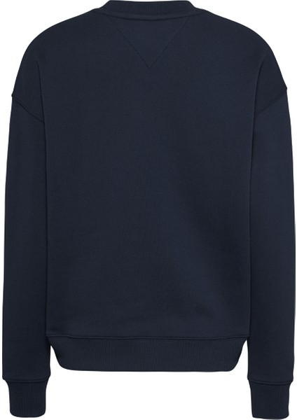 Bisiklet Yaka Düz Lacivert Kadın Sweatshırt Tjw Bxy Badge Crew Ext modelleri