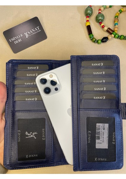 SL-2102 19CM×9,5CM Telefon Bölmeli Ehliyet/kimlik Bölmeli Deri Cüzdan Yeni Sezon Sanat Leather