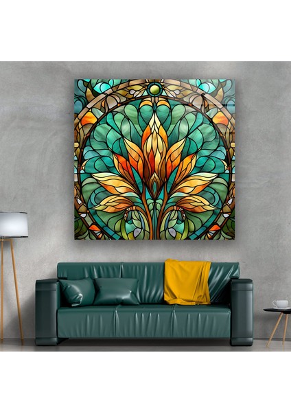 Lekeli Çiçek Temperli Cam Duvar Tablosu