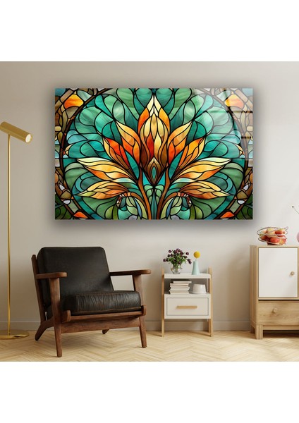 Lekeli Çiçek Temperli Cam Duvar Tablosu fiyatları