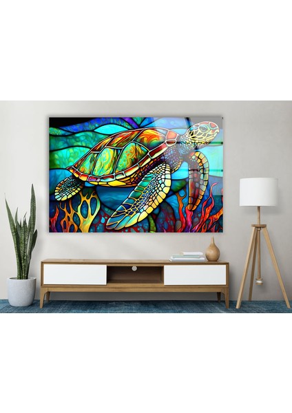 Lekeli Deniz Kaplumbağası Temperli Cam Duvar Tablosu fiyatları