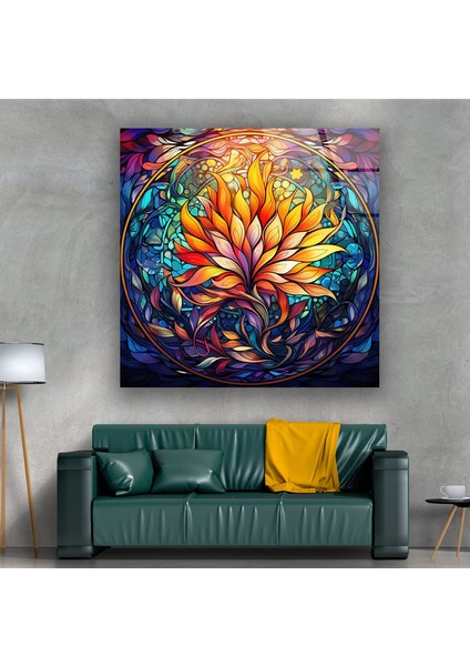 Lekeli Soyut Cam Duvar Tablosu