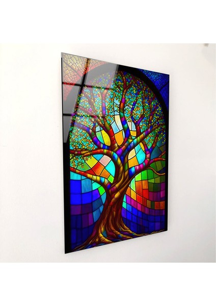 Lekeli Hayat Ağacı Temperli Cam Duvar Tablosu fiyatları