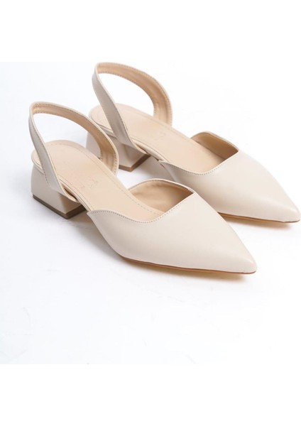 Kadın Jozi Kısa Topuklu Ayakkabı - Ten Deri