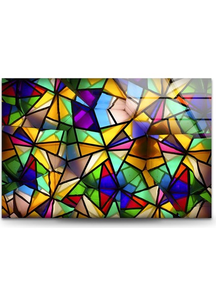 Lekeli Renkli Cam Duvar Tablosu