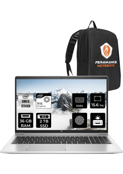 ProBook 450 G9 Intel Core i5 1235U 36GB 2TB SSD 15.6" FHD FDOS Taşınabilir Bilgisayar & PER4 Çanta 6S6Z1EAPN196