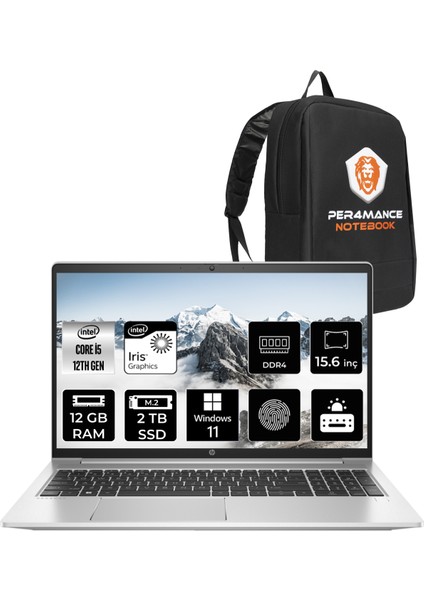 ProBook 450 G9 Intel Core i5 1235U 12GB 2TB SSD 15.6" FHD W11H Taşınabilir Bilgisayar & PER4 Çanta 6S6Z1EAPN216